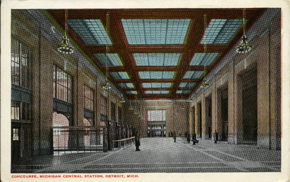 A postcard depicting Michigan Central Station’s concourse, circa 1915. A postcard depicting Michigan Central Station’s concourse, circa 1915.