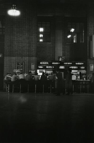 A crowded lunch counter inside Michigan Central Station in 1959. A crowded lunch counter inside Michigan Central Station in 1959.
