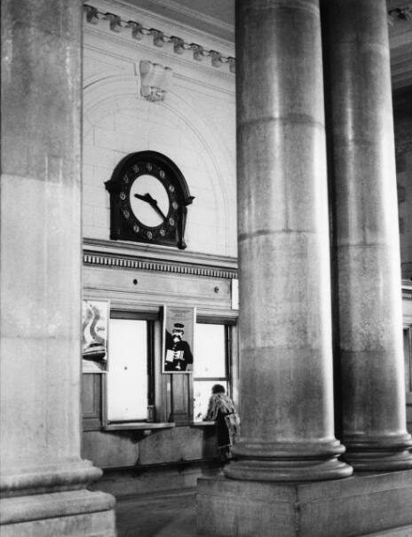 Two ticket windows inside Michigan Central Station in 1980. Two ticket windows inside Michigan Central Station in 1980.