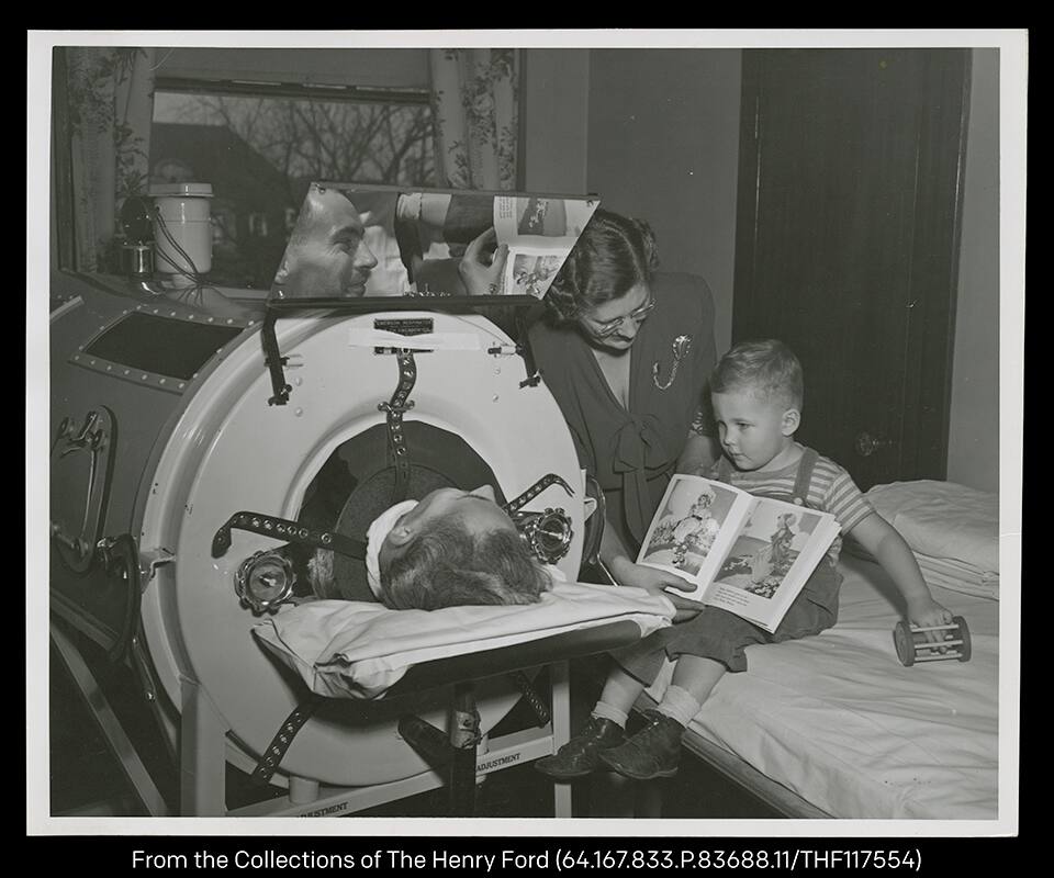 Iron lung in use at Henry Ford Hospital System Iron lung in use at Henry Ford Hospital System