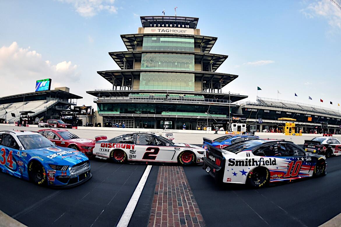 Team Penske teammates Brad Keselowski (2) and Joey Logano were fourth and 10th. Team Penske teammates Brad Keselowski (2) and Joey Logano were fourth and 10th.