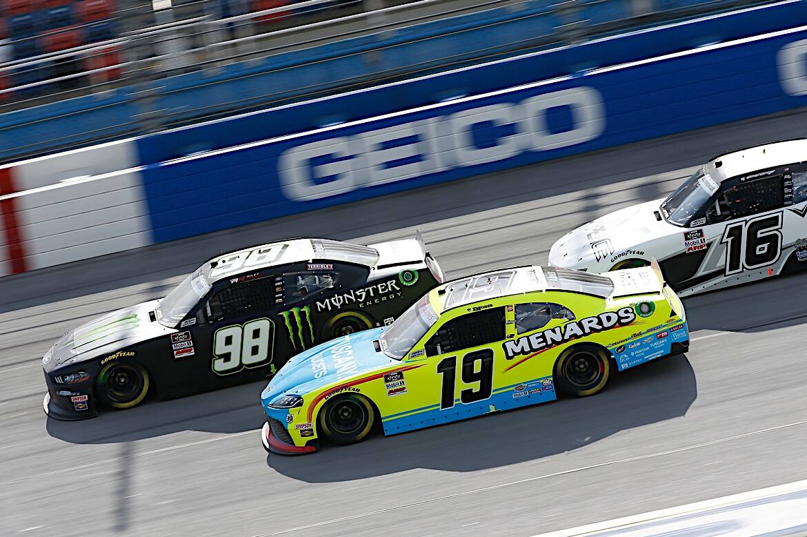 Riley Herbst was fourth and Ryan Sieg fifth when the race was called due to rain with 23 laps to go. Riley Herbst was fourth and Ryan Sieg fifth when the race was called due to rain with 23 laps to go.