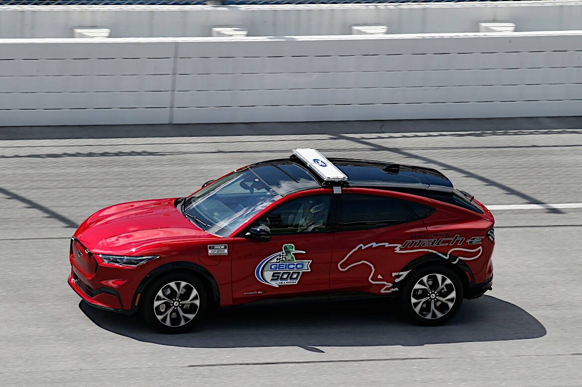 Mustang Mach-E made its NASCAR debut as pace vehicle for Sunday’s race. Mustang Mach-E made its NASCAR debut as pace vehicle for Sunday’s race.