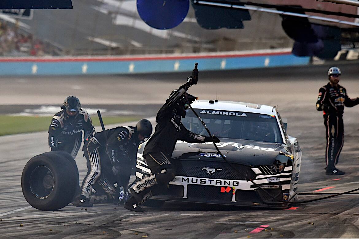 Aric Almirola scored a top-10 finish after racing his way in with a Round 3 victory in the Open. Aric Almirola scored a top-10 finish after racing his way in with a Round 3 victory in the Open.