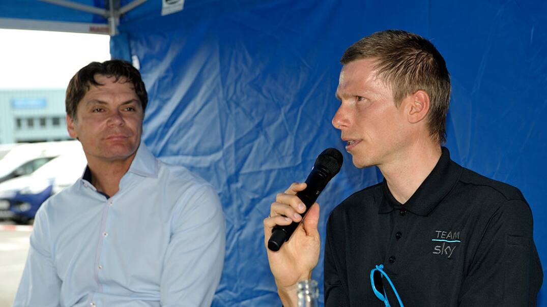 Predrag Zezelj , manager, Internal Communications, FoE and Team Sky rider Christian Knees Predrag Zezelj , manager, Internal Communications, FoE and Team Sky rider Christian Knees
